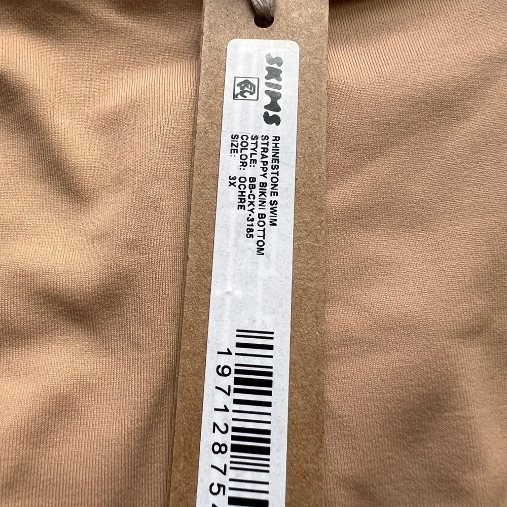 SKIMS Rhinestone Strappy Bikini Bottom Ochre Tan BB-CKY-3185 Womens Size 3X NEW